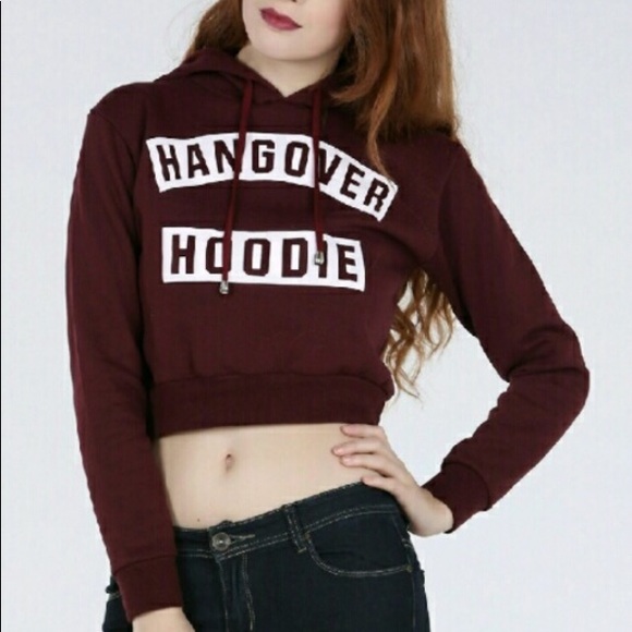 Hangover Hoodie Cropped Pullover Sweatshirt - Picture 6 of 7
